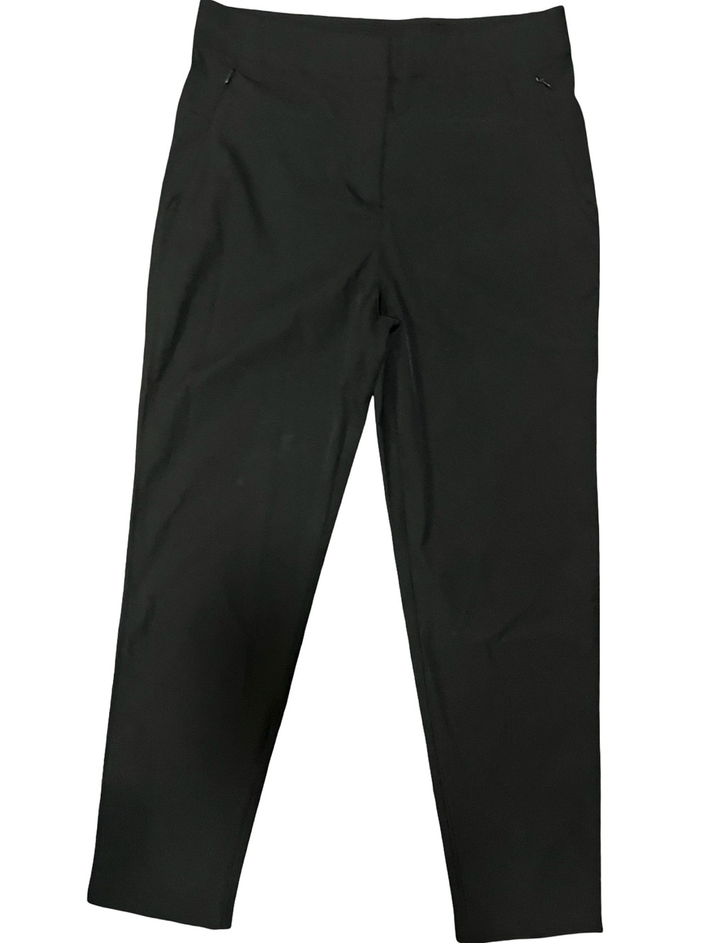 Lole' sleek black women's 10 dress pant thick stretchy waste band 4 zip pockets